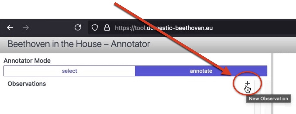 annotate view with cursor on plus sign in Observations pane