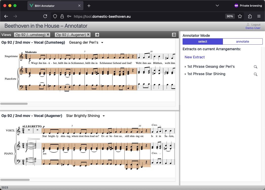 two arrangements with highlighted first phrase